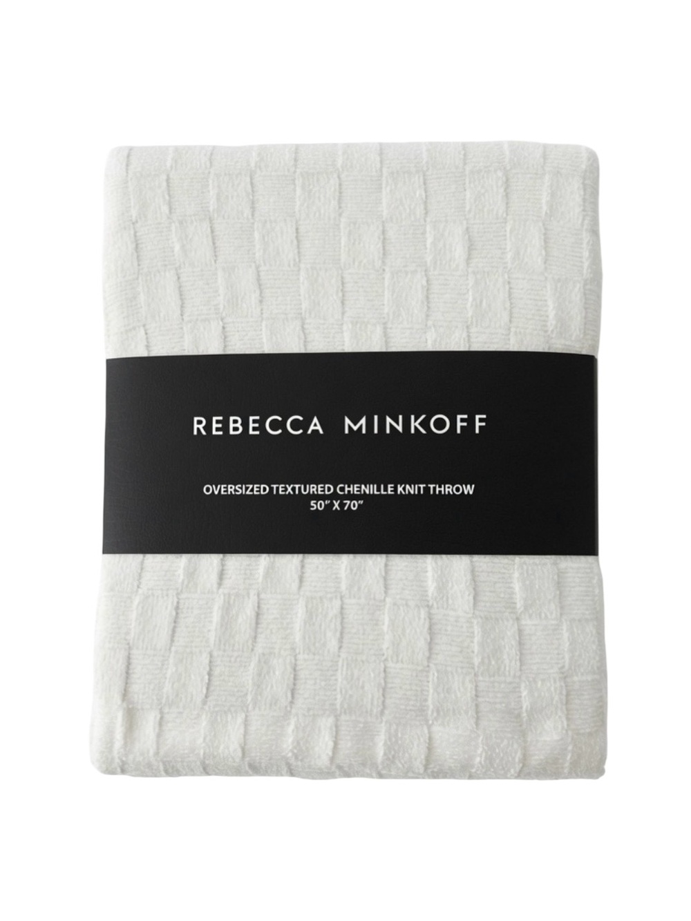 Rebecca Minkoff Oversized Chenille Knit Throw Blanket White 50” x 70” NWT